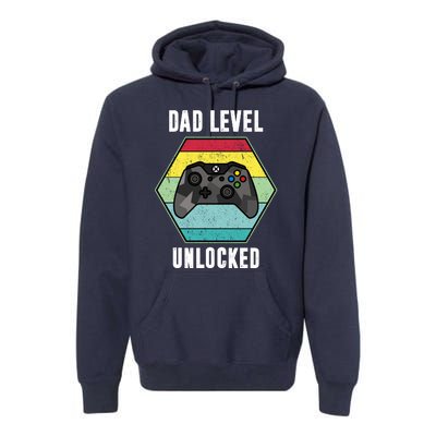 Dad Level Unlocked Gamer Vintage Premium Hoodie