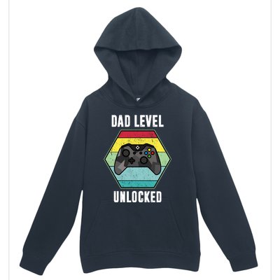 Dad Level Unlocked Gamer Vintage Urban Pullover Hoodie