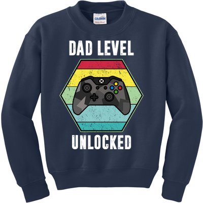 Dad Level Unlocked Gamer Vintage Kids Sweatshirt