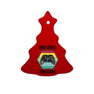 Dad Level Unlocked Gamer Vintage Ceramic Tree Ornament