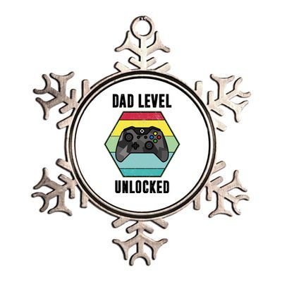 Dad Level Unlocked Gamer Vintage Metallic Star Ornament