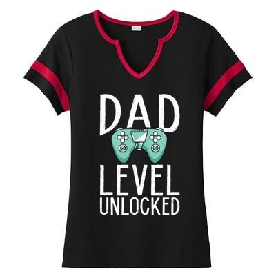 Dad Level Unlocked Gaming Father Daddy Dad Gift Ladies Halftime Notch Neck Tee