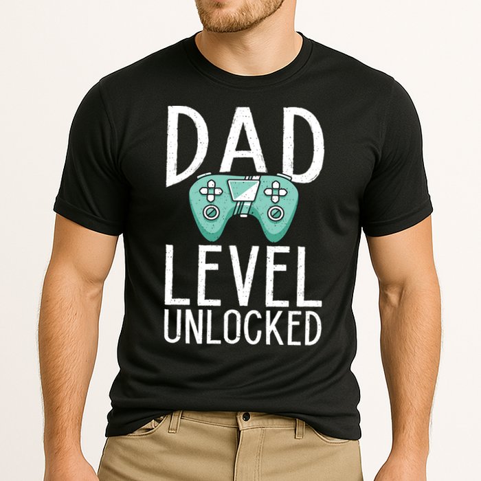 Dad Level Unlocked Gaming Father Daddy Dad Gift Cooling Performance Crew T-Shirt