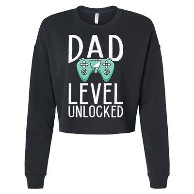 Dad Level Unlocked Gaming Father Daddy Dad Gift Cropped Pullover Crew