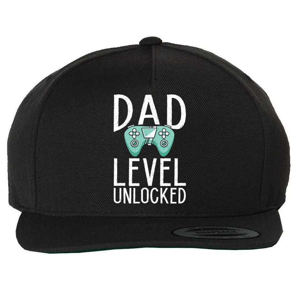 Dad Level Unlocked Gaming Father Daddy Dad Gift Wool Snapback Cap
