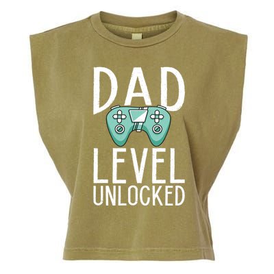 Dad Level Unlocked Gaming Father Daddy Dad Gift Garment-Dyed Women's Muscle Tee