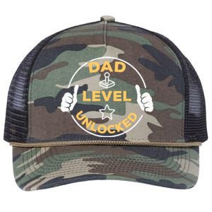 Dad Level Unlocked Soon To Be Dad Gift Retro Rope Trucker Hat Cap