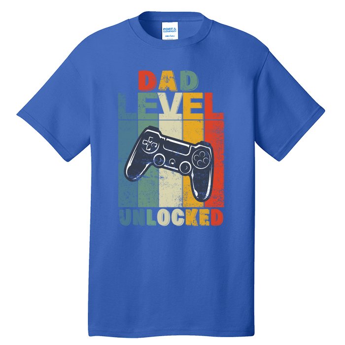 Dad Level Unlocked Retro Vintage Game Lover Gift Tall T-Shirt