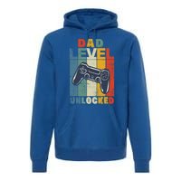 Dad Level Unlocked Retro Vintage Game Lover Gift Premium Hoodie