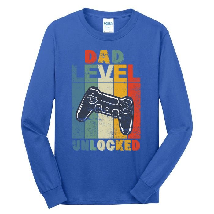 Dad Level Unlocked Retro Vintage Game Lover Gift Tall Long Sleeve T-Shirt