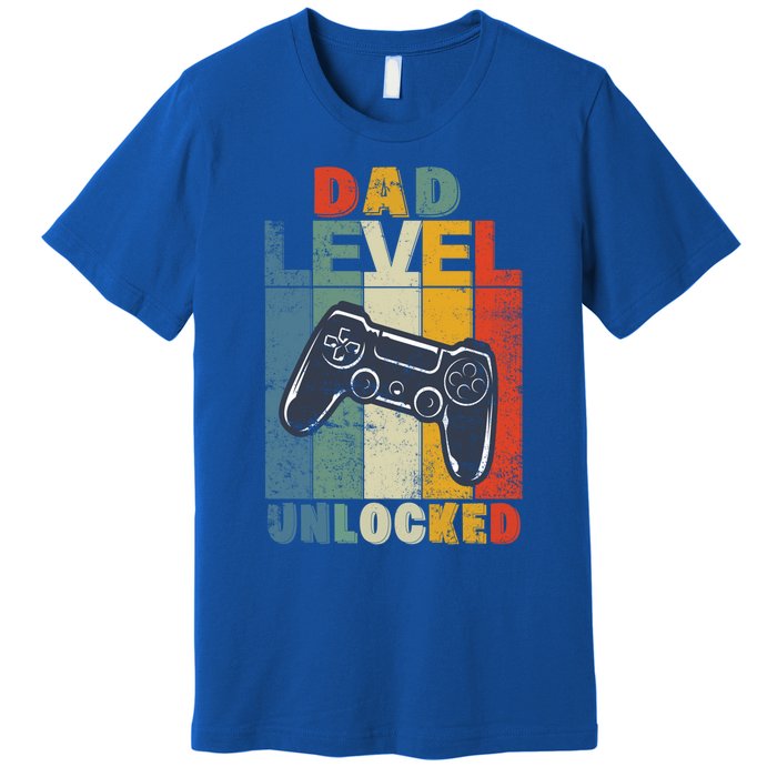 Dad Level Unlocked Retro Vintage Game Lover Gift Premium T-Shirt