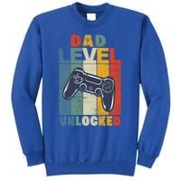 Dad Level Unlocked Retro Vintage Game Lover Gift Tall Sweatshirt