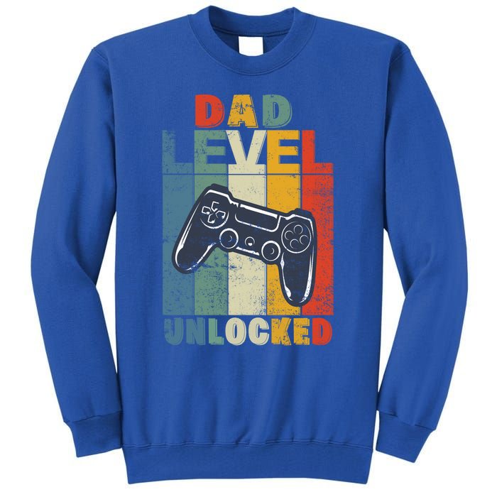 Dad Level Unlocked Retro Vintage Game Lover Gift Tall Sweatshirt