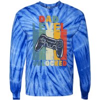 Dad Level Unlocked Retro Vintage Game Lover Gift Tie-Dye Long Sleeve Shirt