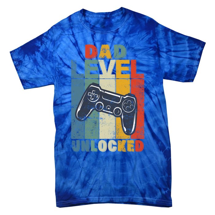 Dad Level Unlocked Retro Vintage Game Lover Gift Tie-Dye T-Shirt