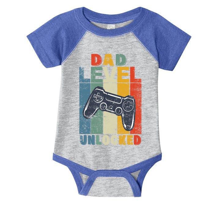 Dad Level Unlocked Retro Vintage Game Lover Gift Infant Baby Jersey Bodysuit