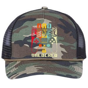 Dad Level Unlocked New Dad Father Pregnancy Announcement Retro Rope Trucker Hat Cap