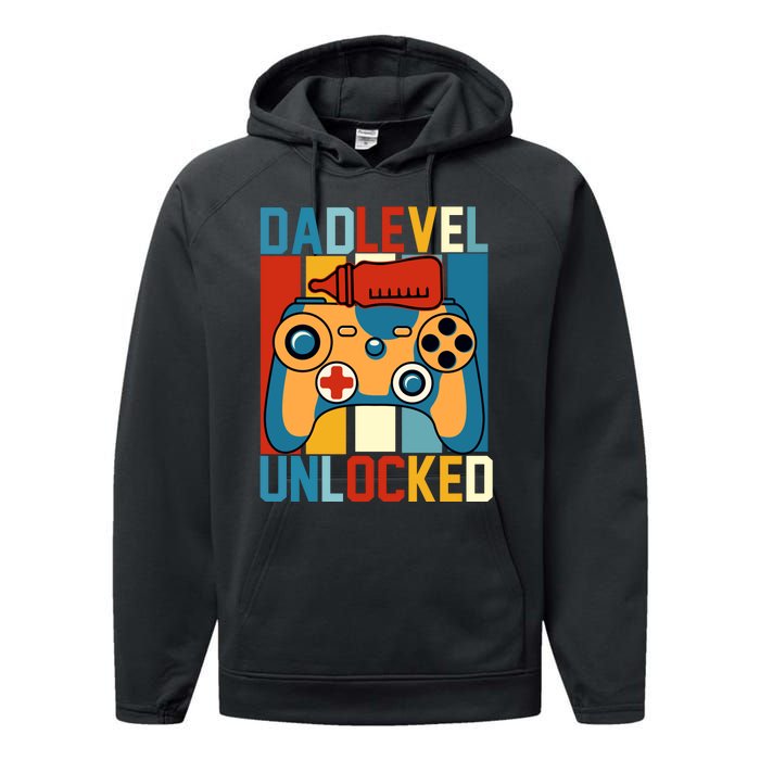 Dad Level Unlocked FatherS Day Celebration Performance Fleece Hoodie