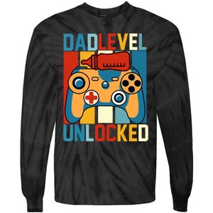 Dad Level Unlocked FatherS Day Celebration Tie-Dye Long Sleeve Shirt