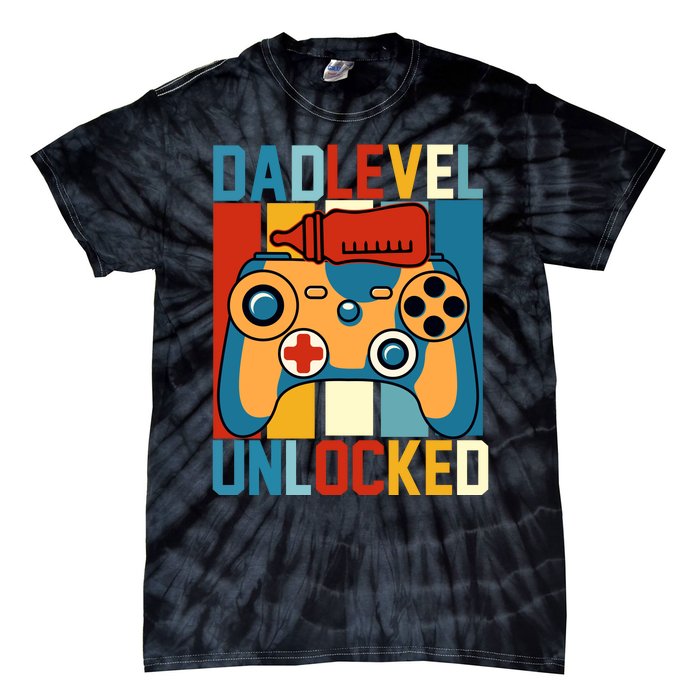 Dad Level Unlocked FatherS Day Celebration Tie-Dye T-Shirt