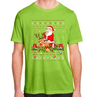 Deer Lover Ugly Santa Riding Deer Christmas Gift Adult ChromaSoft Performance T-Shirt