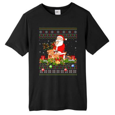 Deer Lover Ugly Santa Riding Deer Christmas Gift Tall Fusion ChromaSoft Performance T-Shirt