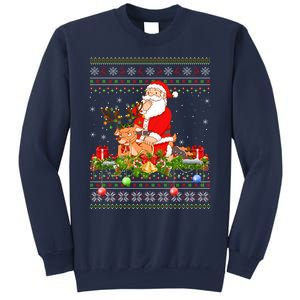 Deer Lover Ugly Santa Riding Deer Christmas Gift Sweatshirt