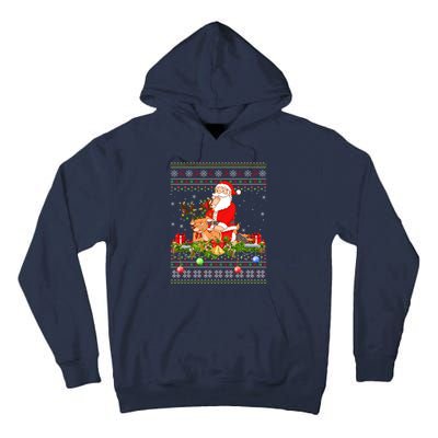 Deer Lover Ugly Santa Riding Deer Christmas Gift Tall Hoodie