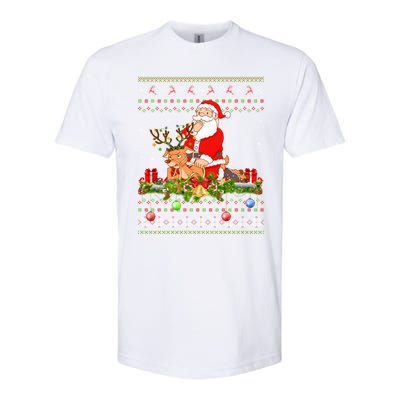 Deer Lover Ugly Santa Riding Deer Christmas Gift Softstyle CVC T-Shirt