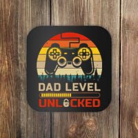 Dad Level Unlocked Keychain Vintage Retro Video Game Coaster