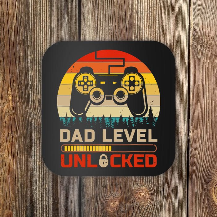 Dad Level Unlocked Keychain Vintage Retro Video Game Coaster