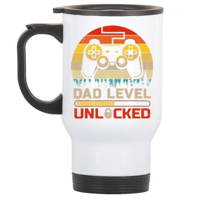 Dad Level Unlocked Keychain Vintage Retro Video Game Stainless Steel Travel Mug