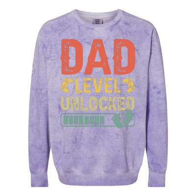 Dad Level Unlocked Colorblast Crewneck Sweatshirt