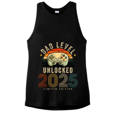 Dad Level Unlocked 2025 Dad Est 2025 Promoted To Dad 2025 Ladies PosiCharge Tri-Blend Wicking Tank