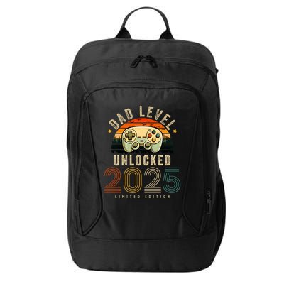 Dad Level Unlocked 2025 Dad Est 2025 Promoted To Dad 2025 City Backpack