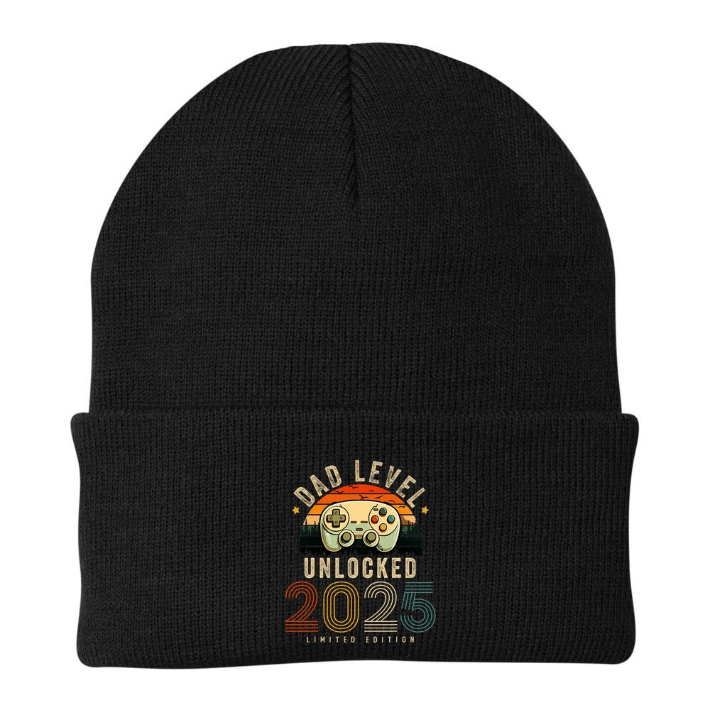 Dad Level Unlocked 2025 Dad Est 2025 Promoted To Dad 2025 Beanie