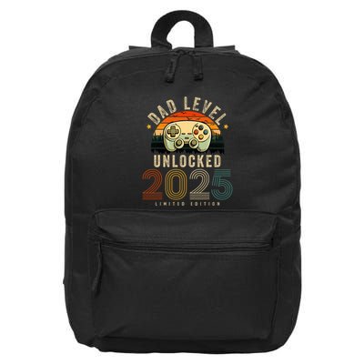 Dad Level Unlocked 2025 Dad Est 2025 Promoted To Dad 2025 16 in Basic Backpack