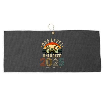 Dad Level Unlocked 2025 Dad Est 2025 Promoted To Dad 2025 Large Microfiber Waffle Golf Towel