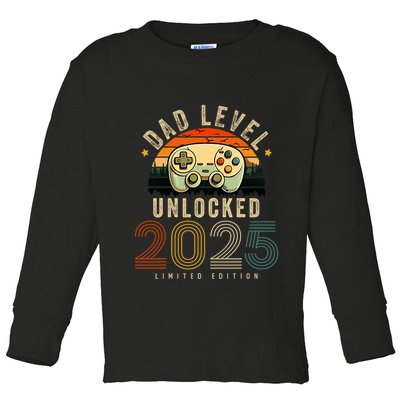 Dad Level Unlocked 2025 Dad Est 2025 Promoted To Dad 2025 Toddler Long Sleeve Shirt