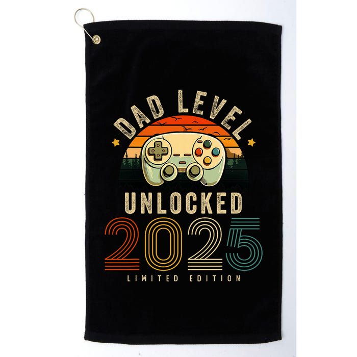 Dad Level Unlocked 2025 Dad Est 2025 Promoted To Dad 2025 Golf Towel