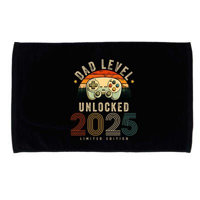 Dad Level Unlocked 2025 Dad Est 2025 Promoted To Dad 2025 Microfiber Hand Towel