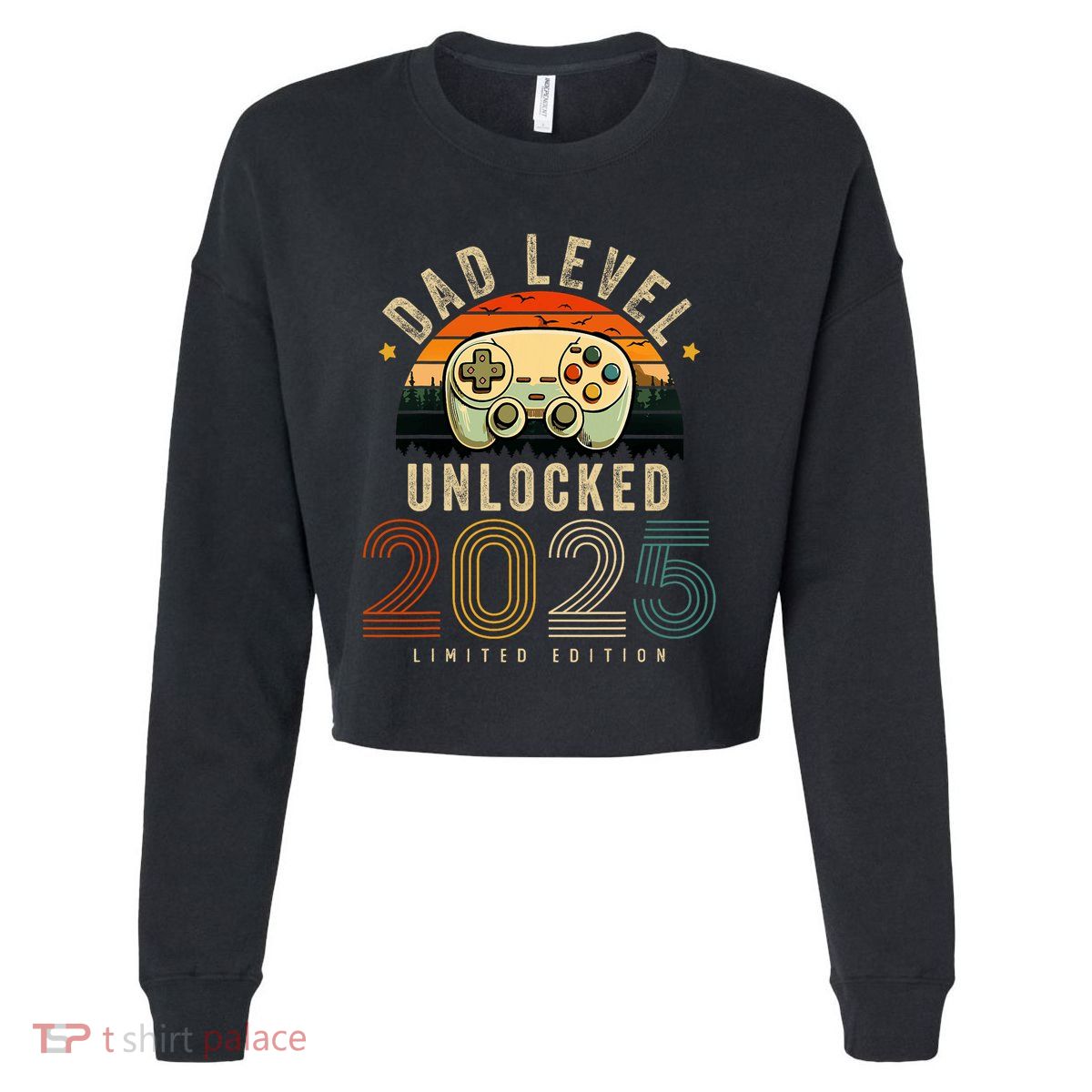 Dad Level Unlocked 2025 Dad Est 2025 Promoted To Dad 2025 Cropped Pullover Crew