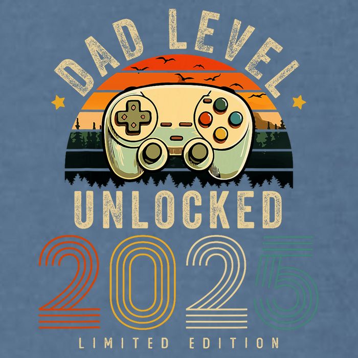 Dad Level Unlocked 2025 Dad Est 2025 Promoted To Dad 2025 Garment-Dyed Sweatshirt