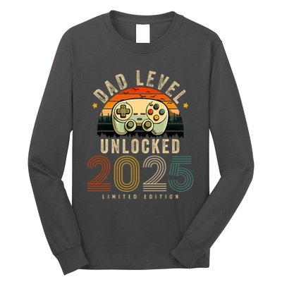 Dad Level Unlocked 2025 Dad Est 2025 Promoted To Dad 2025 Long Sleeve Shirt