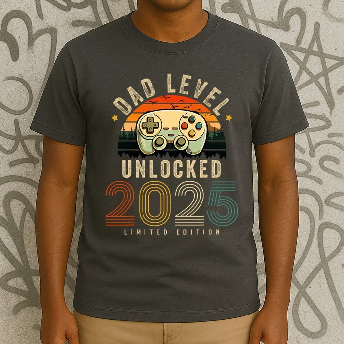 Dad Level Unlocked 2025 Dad Est 2025 Promoted To Dad 2025 T-Shirt
