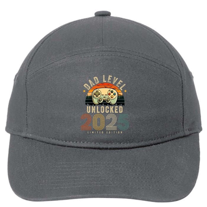 Dad Level Unlocked 2025 Dad Est 2025 Promoted To Dad 2025 7-Panel Snapback Hat