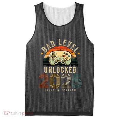 Dad Level Unlocked 2025 Dad Est 2025 Promoted To Dad 2025 Mesh Reversible Basketball Jersey Tank