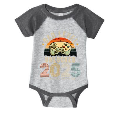 Dad Level Unlocked 2025 Dad Est 2025 Promoted To Dad 2025 Infant Baby Jersey Bodysuit