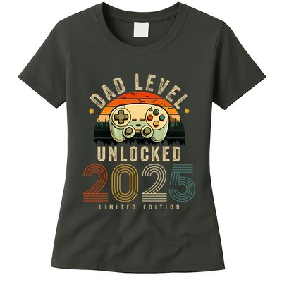 Dad Level Unlocked 2025 Dad Est 2025 Promoted To Dad 2025 Womens T-Shirt