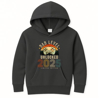Dad Level Unlocked 2025 Dad Est 2025 Promoted To Dad 2025 Kids Hoodie